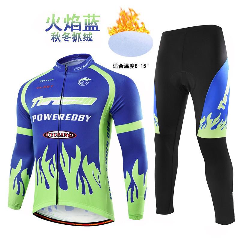Warm Fleece Long Sleeve Cycling Jersey Set Men Women Winter Mountain Bike Riding Gear