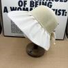 Internet celebrity pearl big brim straw hat women French sunscreen visor hat chiffon bow high quality bucket hat