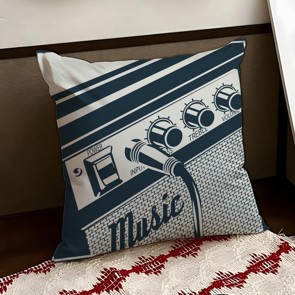 Retro Speaker Piano Rock Cushion Cover Reversible Soft Durable Pillow Cover Home  Car MultiScene Use for Daily Comfort