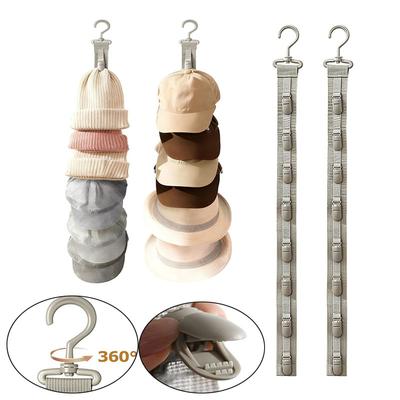 Closet Hat Rack Hanging Hat Organizer with 8 Rotatable Clamp Clips Wardrobe Foldable Hanging Organizer Display for Baseball Caps