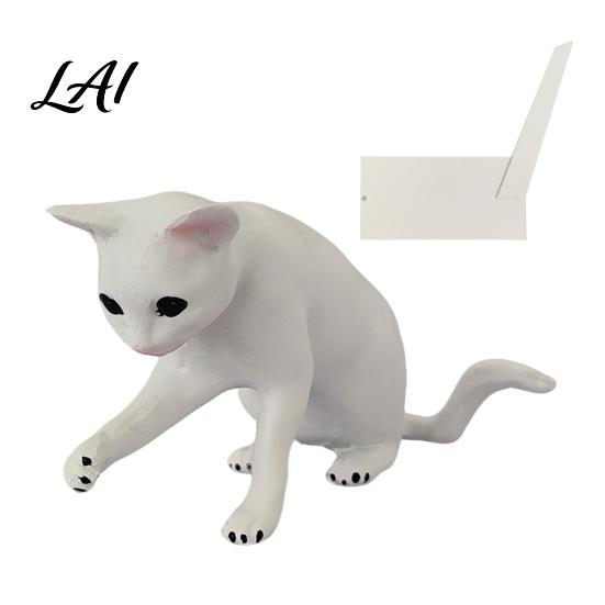 Cute Animal Book Holder Decorative Cat Bookend for Shelves Resin Ornament Niche Home Accessories Matte White Sturdy Bookcase Organizer Office