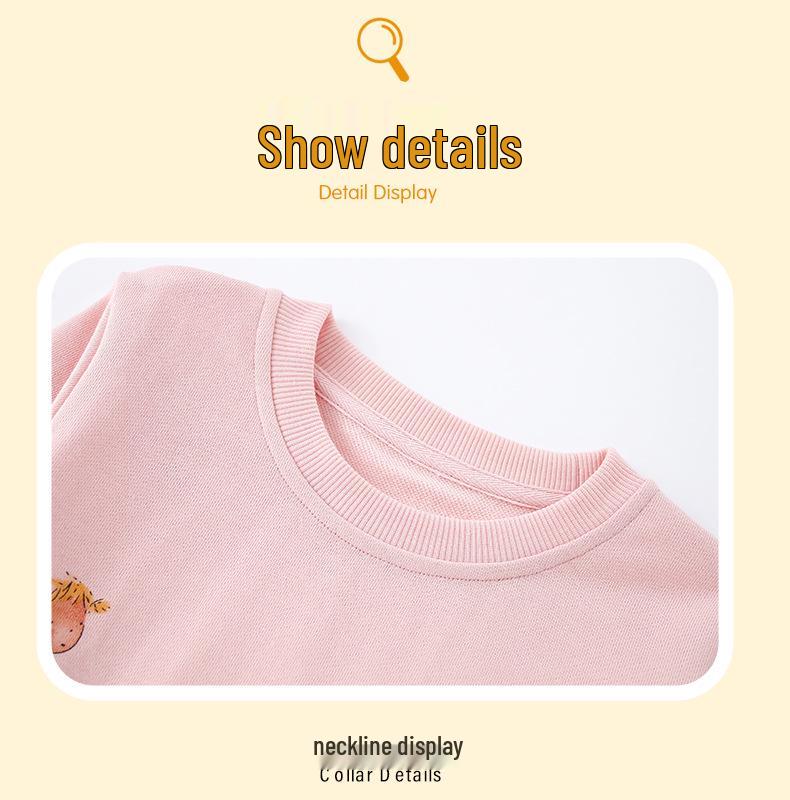 European-Style Autumn/Winter Girls' Mesh Round Neck Printed Long Sleeve Sweatshirt - Sweet & Cute Design