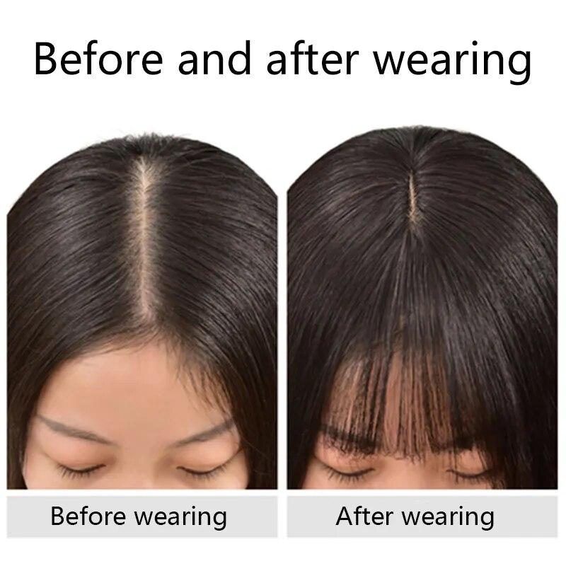 PAGEUP Synthetischer 3D-Pony, 25 cm, unsichtbar, nahtlos, Kopfhaar, Luft-Pony, Overhead, natürlich, unsichtbar, erhöht das Haarvolumen