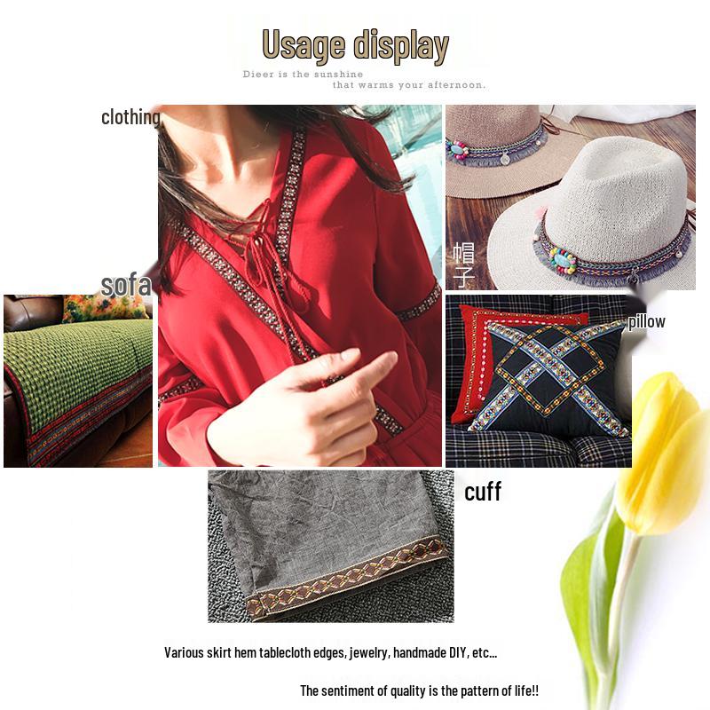 Ethnic Lace Trim Accessories for Clothing & Headdress Decoration
