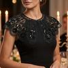 Elegant Embroidered Beaded Mesh Collar Detachable Shawl Scarf Stylish False Collar For Women Fashion Accessory