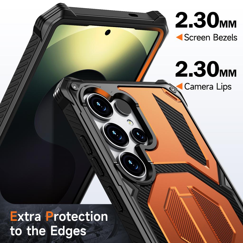 For Samsung Galaxy S25 Ultra Magnetic Case Rotating Kickstand PC + TPU Shockproof Drop-proof Phone Cover
