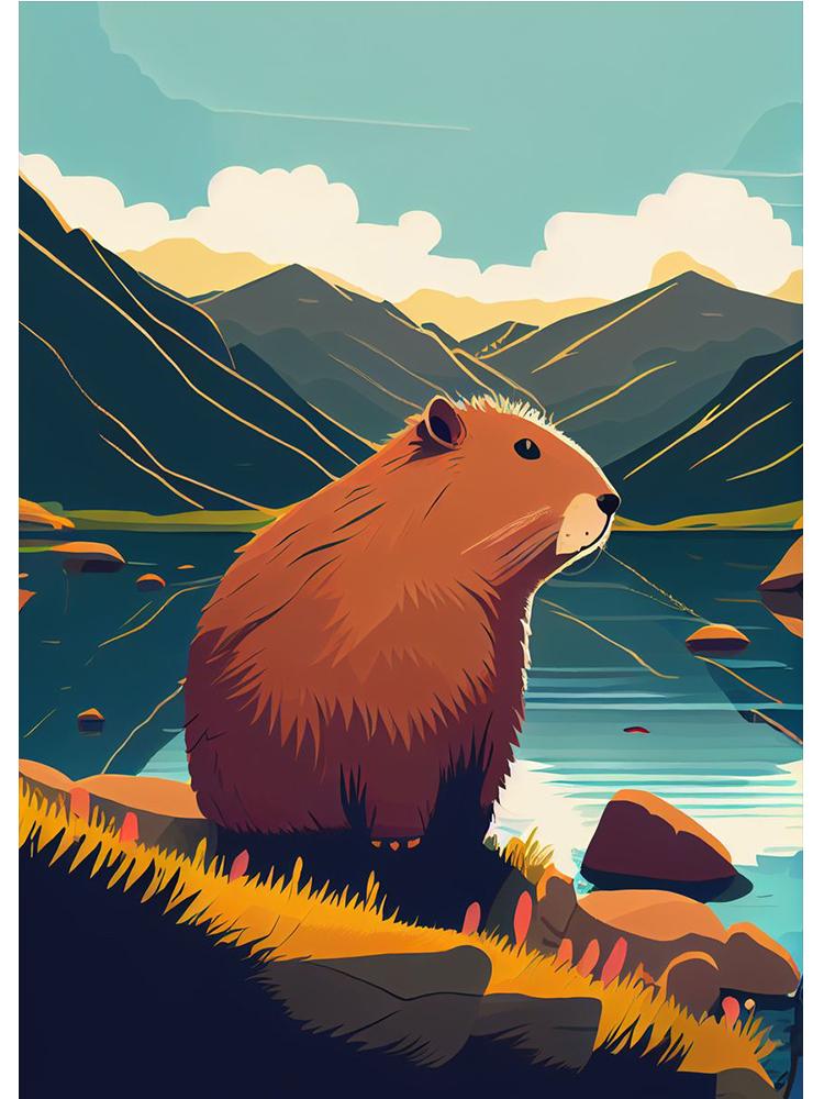Cute Space Astronaut Capybara Portrait Poster Print Canvas Painting Funny Animal Wall Art For Kid Bedroom Home Decoration