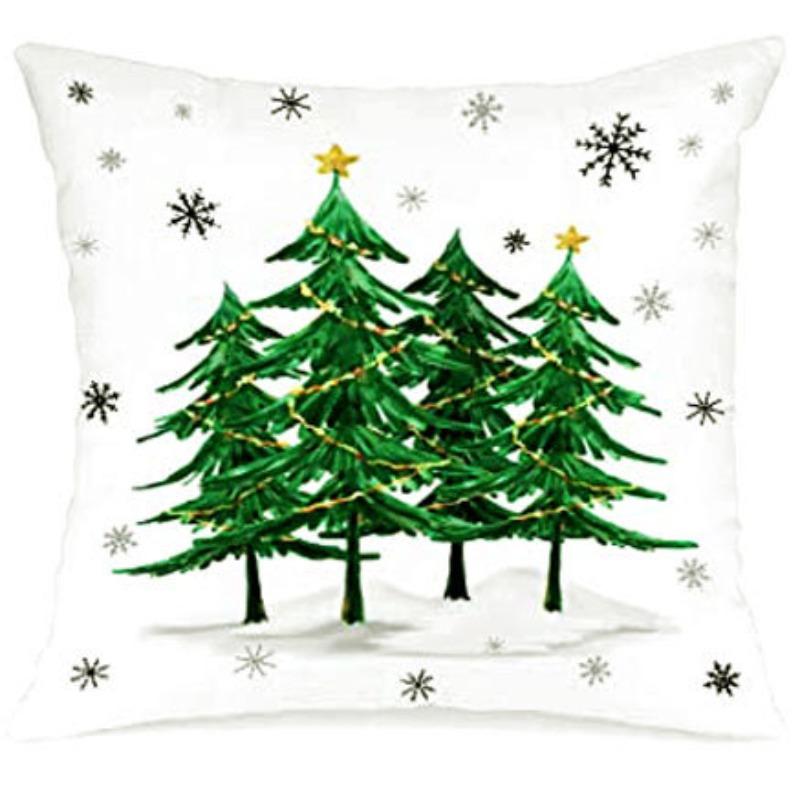 Christmas Pillow Cover Linen Printed Home Sofa Cushion Cover Living Room Bedroom Pillow Cover