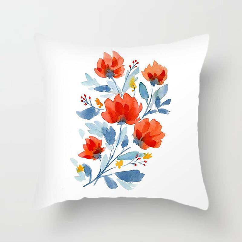 Household Sofa Large Backrest Plant Flowers Small Fresh Decoration Bedside Pillow Cover