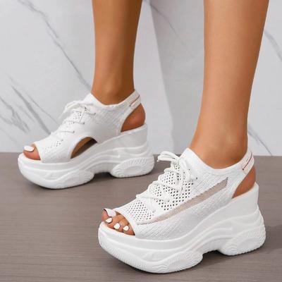Sandals Woman Summer 2025 Hollow Out Sport Shoes Mesh Breathable Lace Up Front Sandals Streetwear Indoor Outdoor Female Shoes