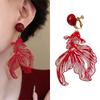 No Piercing Fish Hollow Ear Clips Round Acrylic Material Ear Accessory Secure Hold Comfortable for Long Term Wear