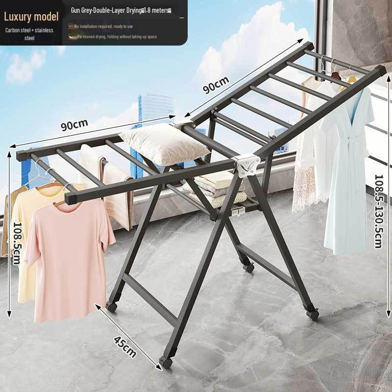 Wing-shaped Multi-purpose Folding Clothes Rack for Home, Bedroom, and Balcony
