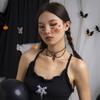 Accessories, Dark Gothic Choker Necklace, Sweet and Cool Imitation Crystal Chain Rose Tassel Necklace.