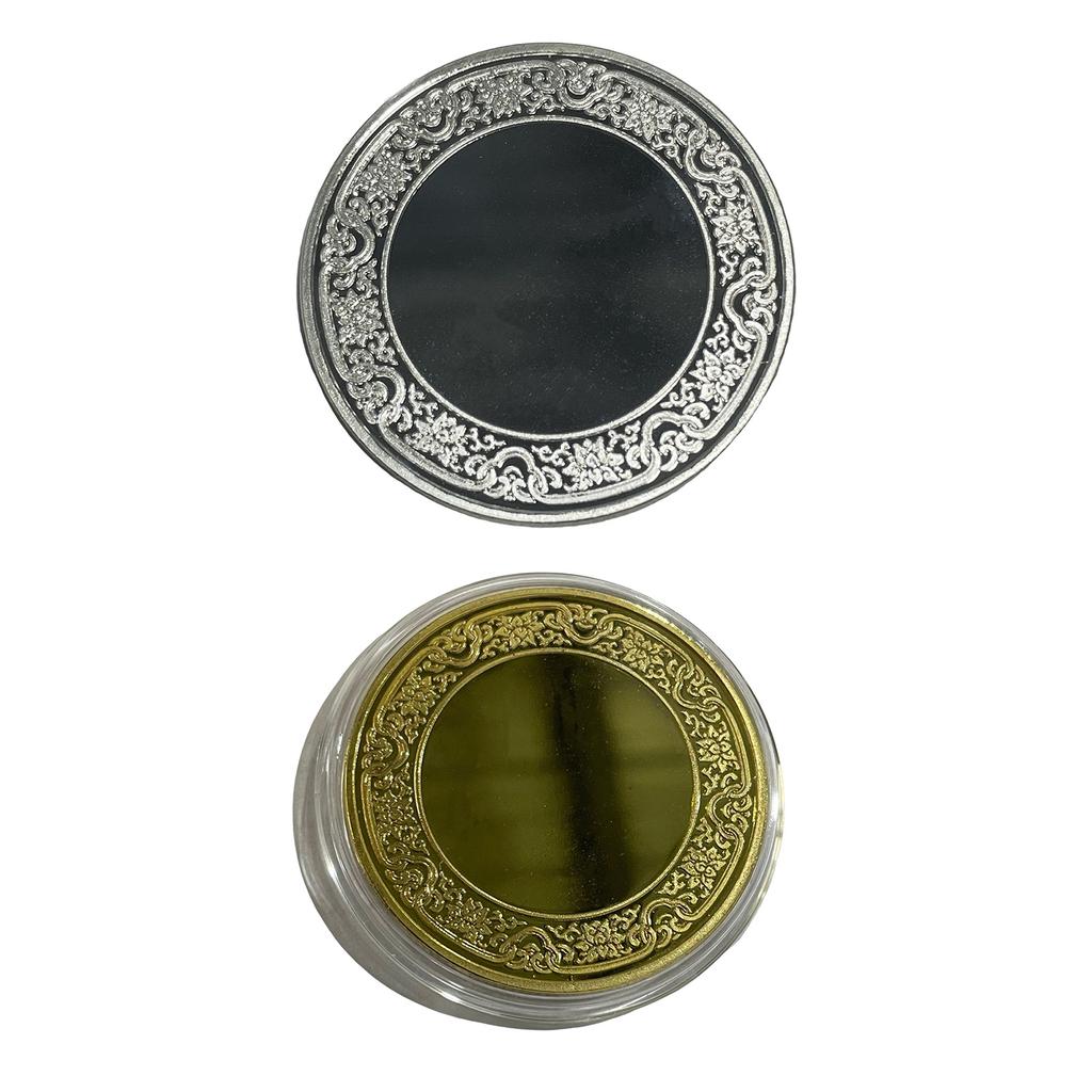 Pack of 10 Blank Engraving Coin 40mm Solid Metal Plated Flower Edged Coin with Protective Box for Customizable Crafts