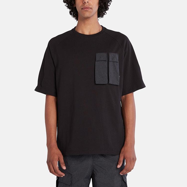 Timberland Solid Color Pocket Outdoor Work Style Breathable Casual Round Neck Short Sleeve Drop Shoulder T-Shirt Men Tops Gray A6Q9W-001
