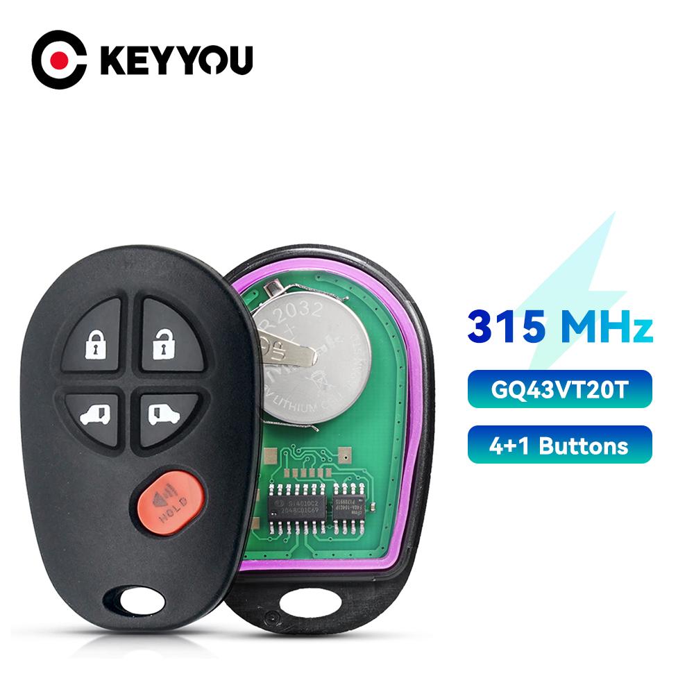KEYYOU Car Remote Key For Toyota Sienna Highlander Sequoia Solara Tacoma Tundra GQ43VT20T 315MHz Keyless Entry Key With Battery