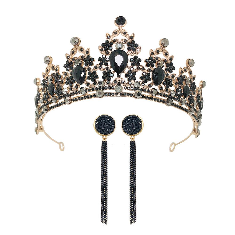 Baroque Retro Black Luxury Crown Bridal Tiara Wedding Dress Wedding Birthday Queen Crown