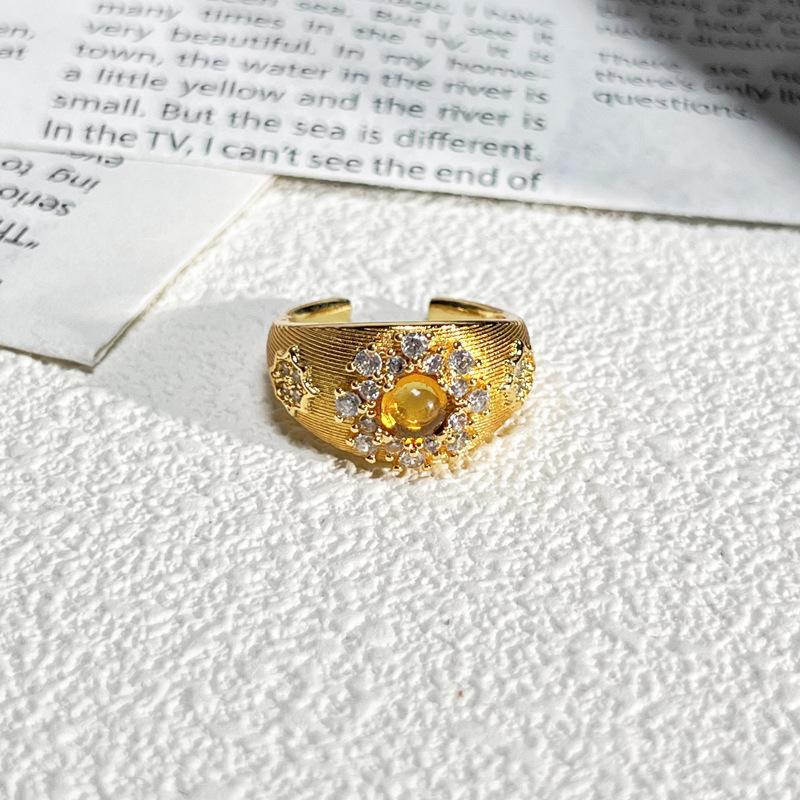 2026 Court Style Retro Heavy Industry Geometric Irregular Brushed Open Ring Women Ins Light Luxury Fashion Exquisite Index Finger Ring