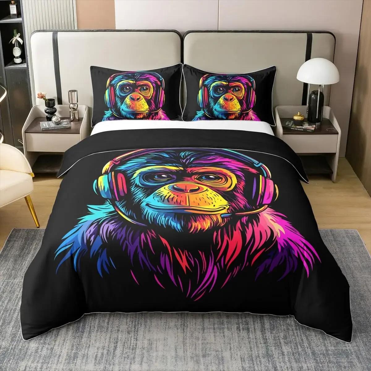 

Comforter Cute Monkey Cartoon Animal Children Bedding Set Comfortable And Warm Bedding Set Suitable Forchildren Teenagers Comforter (quilt)-EU Single(135*200cm)3pcs