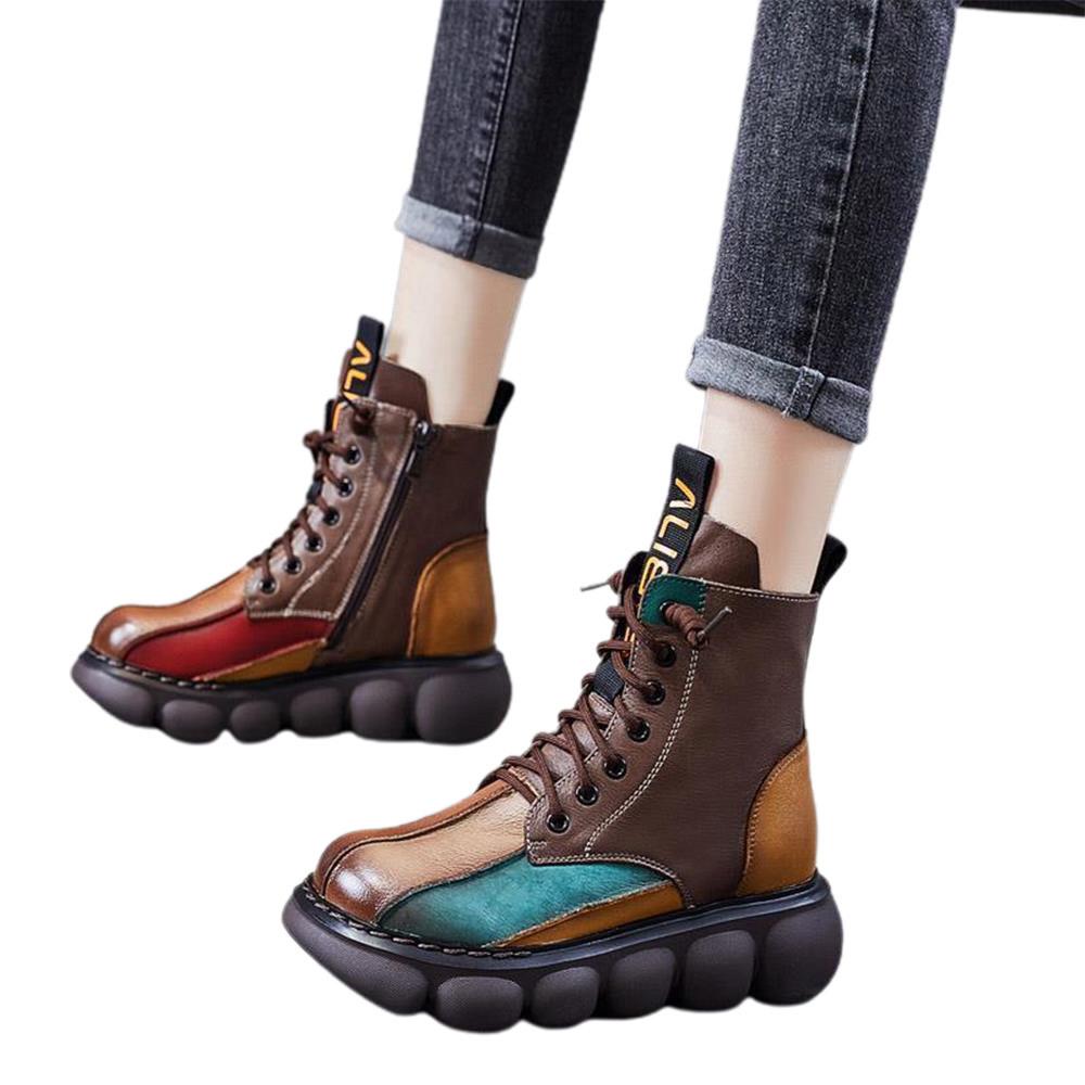 color block combat boots