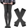 Lange über dem Knie Socken Damen Fäustlinge Armstulpen Handschuhe Set Gestreifte Oberschenkelhohe Strümpfe Damen Mädchen Rosa Schwarz Weiß Lolita