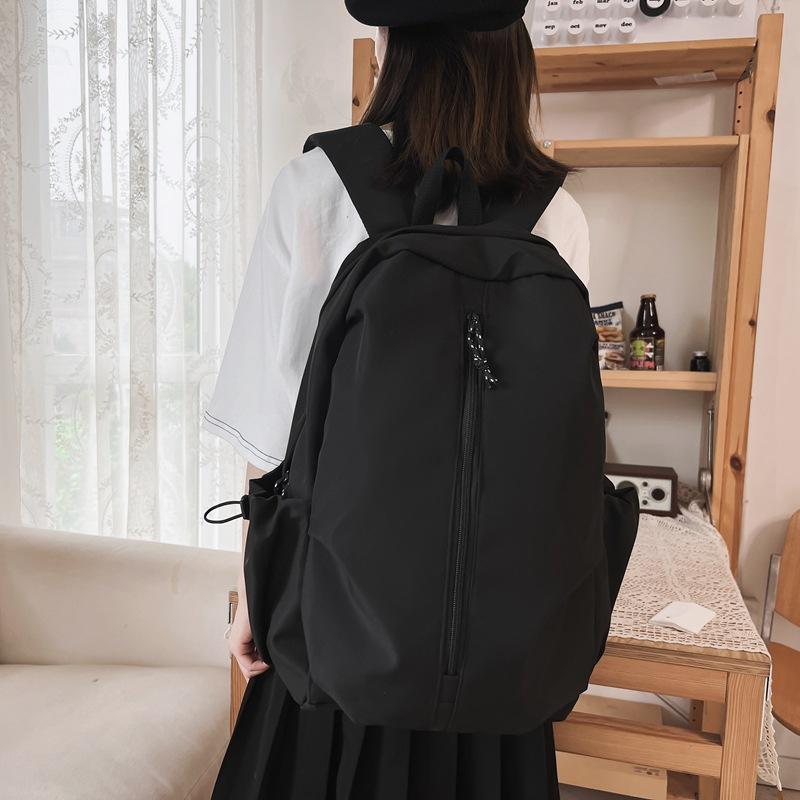 Solid color Korean version student school bag, daily travel commuting, large capacity middle and high school student backpack