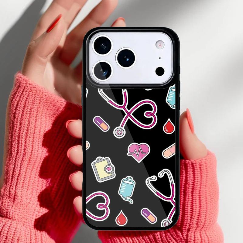 Nurse Stethoscope Heart Phone Case for iPhone 17 Air 16e 15 14 13 Pro Max Back Cover for 12 11 Pro Coque