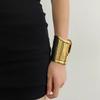 Exaggerated Metal Wide Open Bracelets Gold Curved Tube Bangle Vintage Geometric Bracelets  Women