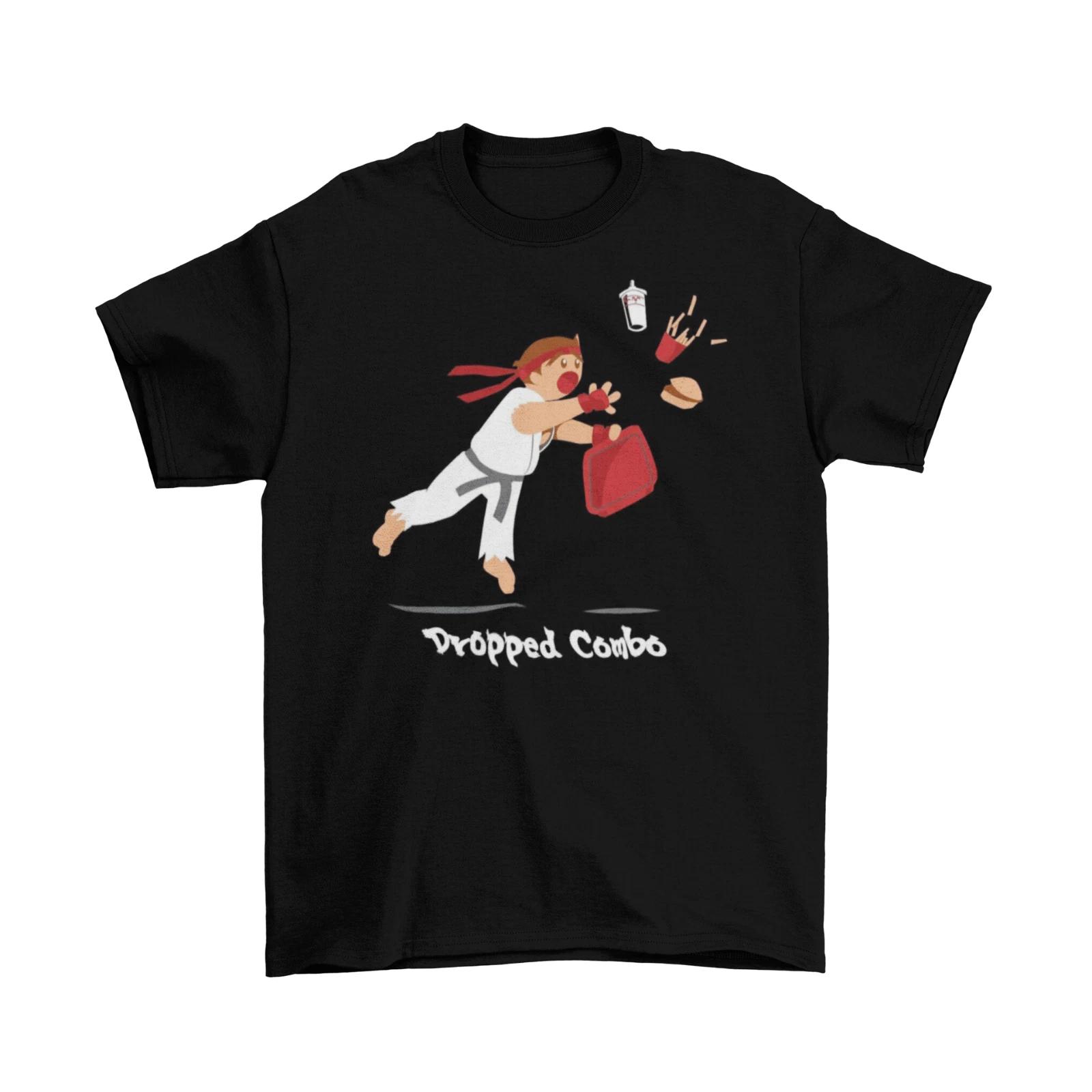 Футболка Street Fighter Ryu Ken Унисекс Хлопок Смешная Взрослая Файтинг Еда Новая XXL