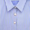 2025 Spring Women's European & American Striped Poplin Long Sleeve Lapel Shirt