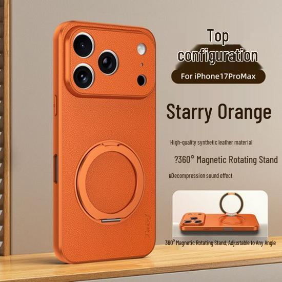 iPhone 17 Pro Max Magnetic Rotating Leather-Texture Protective Case 17
