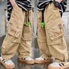 Boys Work Trousers Autumn Models Handsome Trousers Children's Pockets Casual Trousers Middle and Large Children Loose Trousers