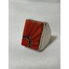 Used Zuni AmyWesley Sunburst Coral Square Ring Inlay