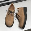 New retro derby shoes British platform heightening men's shoes tooling casual versatile commuter leather shoes khaki 1560-J
