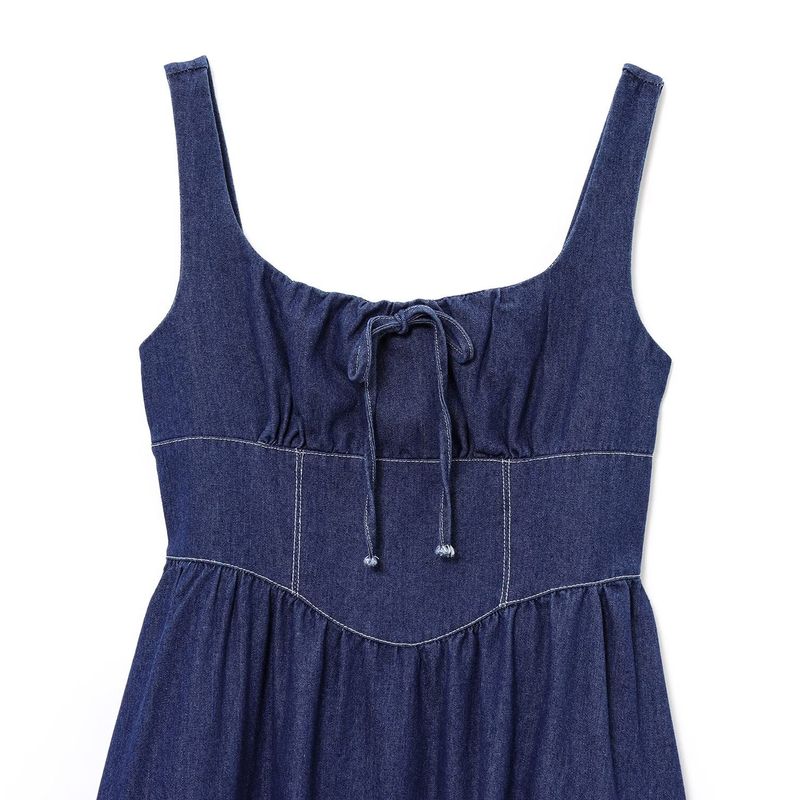Kaslead New Women Clothes Western Style Fashion Simple Slimming Denim Vest Dress