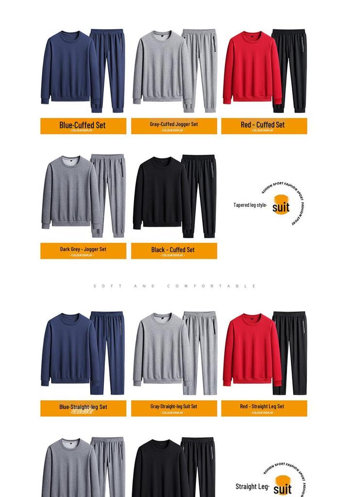 Unisex Spring & Autumn Casual Sports Set: Solid Color Round Neck Hoodie & Breathable Pants, Plus Size Loose Fit Two-Piece