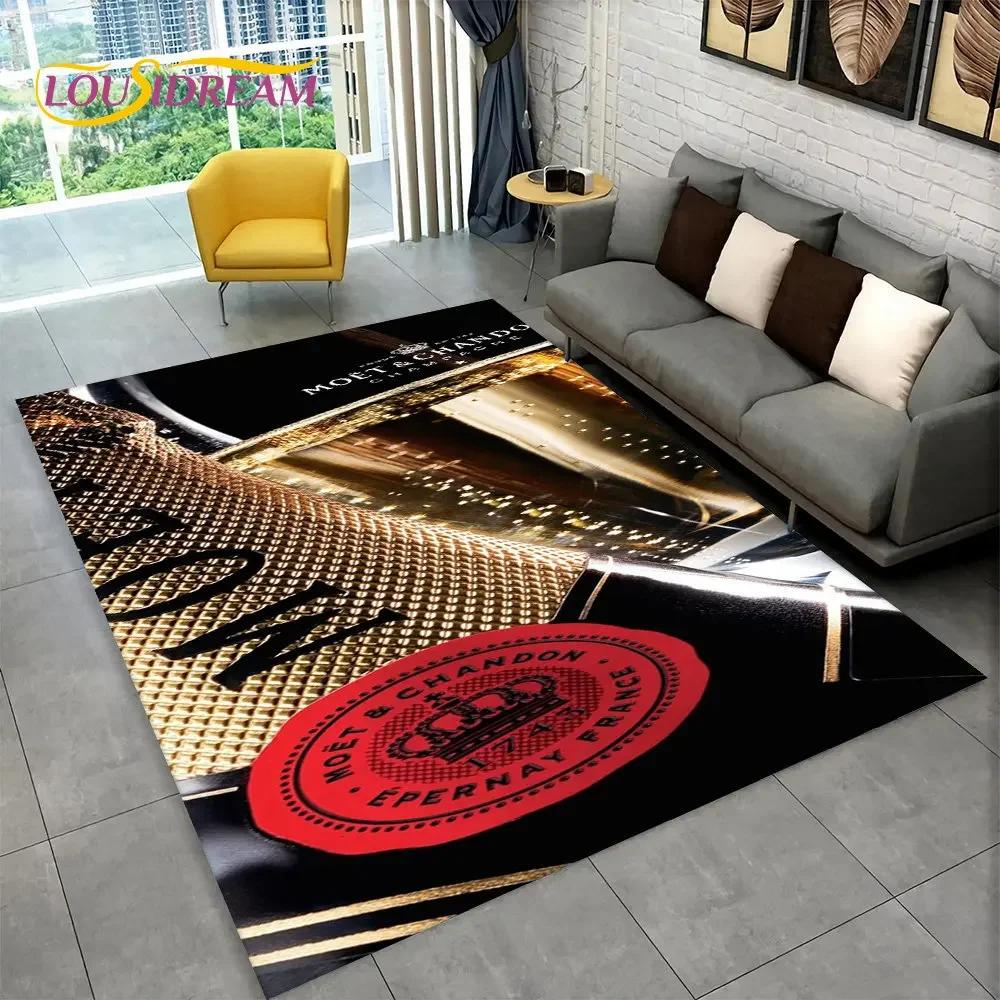 C-Champagne M-Moet & C-Chandon Teppich für Schlafzimmer Wohnzimmer Zuhause Sofa Dekoration, Kinderspiel Große Dekoration Bodenmatte Geschenk