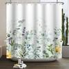 Small Fresh Shower Curtain Hand Painted Plant Watercolor Waterproof Polyester Shower Curtain With Hooks For Bathroom Decoration