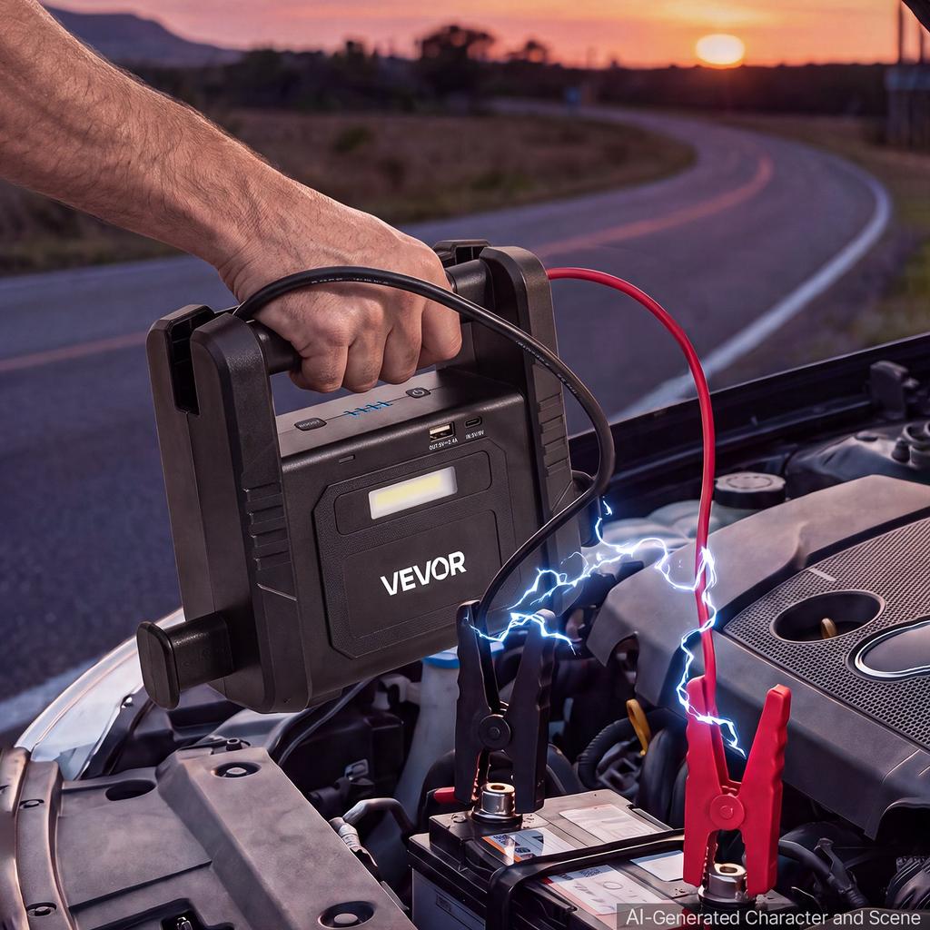 VEVOR Jump Starter 6000A Peak Portable Car Battery Booster Jump Box 12V, for Up to Most Gas / 10.0L Diesel Engine, Power Bank