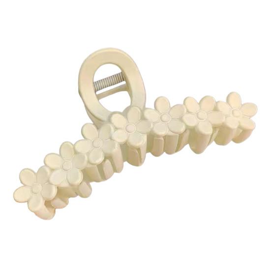 

Женский коготь для волос, однотонный противоскользящий цветочный декор, прочное украшение для волос с перекрестными зубами, фиксация волос белый