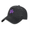 Jb Logo Gewaschene Baumwoll-Baseballkappe Klassische Passform Unisex Verstellbare Mütze Schwarz Mit Violetten Stickereien Stilvolles Tägliches Accessoire