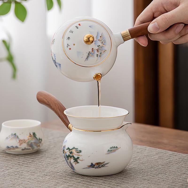 Gold-Inlaid Jade Porcelain Tea Set
