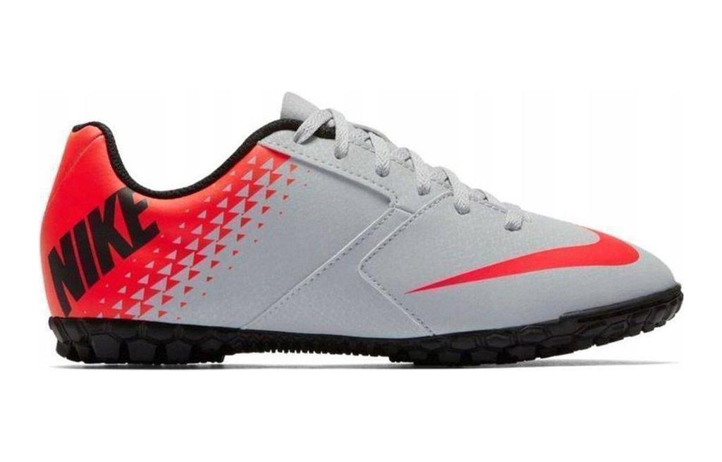 Nike Bomba Slip Resistant Cushioning Abrasion Resistant Low Top Kids' Soccer Shoes Gray Red Kids' 826488-006