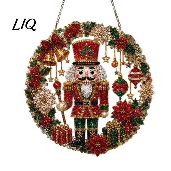 Christmas Gift for Friends Faux Diamond Art Suncatcher, 2D Flat Window Hanging Ornament, Holiday Party Decor Beaded Pattern Acrylic Decoration