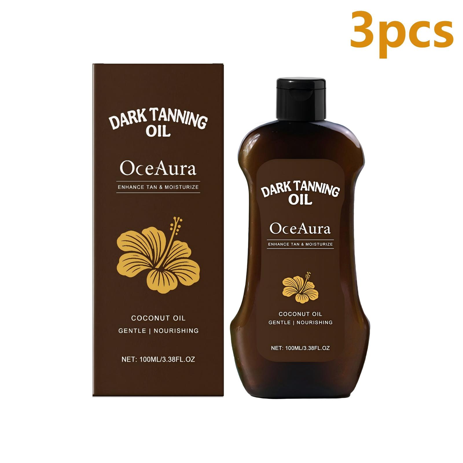 OceAura Dark Tanning Oil Kokos Zelfbruiner voor Lichaam Bruiningsversneller Zonnebruinolie Hydraterende Huid Sterke Bronzen Bruiningsolie
