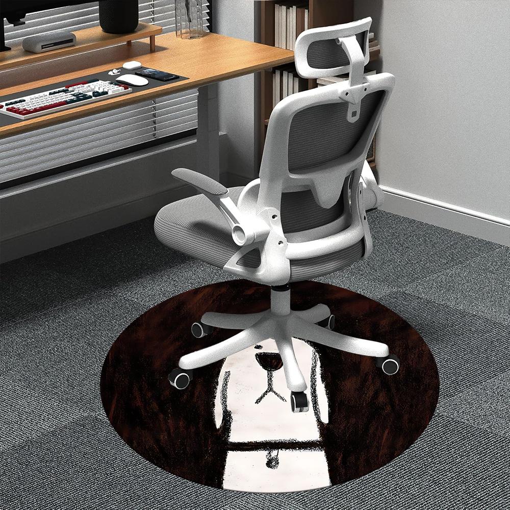 

1pc Ghost Dog Spirit Office Round Area Rug, Indoor Mat Suitable ForOffice, Under Office Chairs Bedroom Living Room Home Decor, Room Deco 082 80cm by 80cm