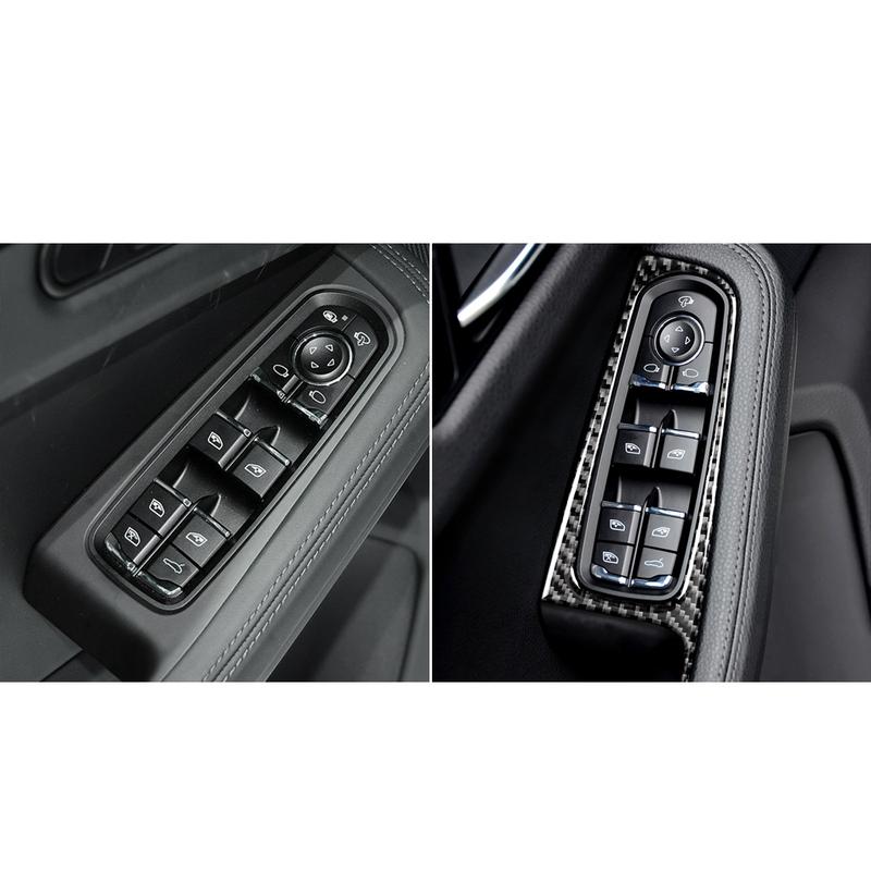 For Porsche Macan 2014- Carbon Fiber Window Lift Control Panel Modified Strip Car Interior Decoration Accessories Sticker