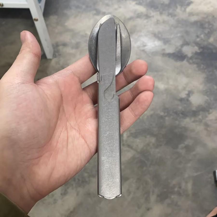 Stainless Steel Travel BBQ Utensil Set: Knife, Fork, Spoon & Bottle Opener