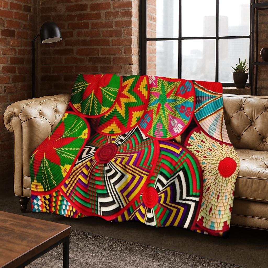 Bunte Körbe Mandala Böhmen Flanelldecke Weiche Warme Decke für Schlafzimmer Zimmer Wohnzimmer Büro Reise Camping Picknick