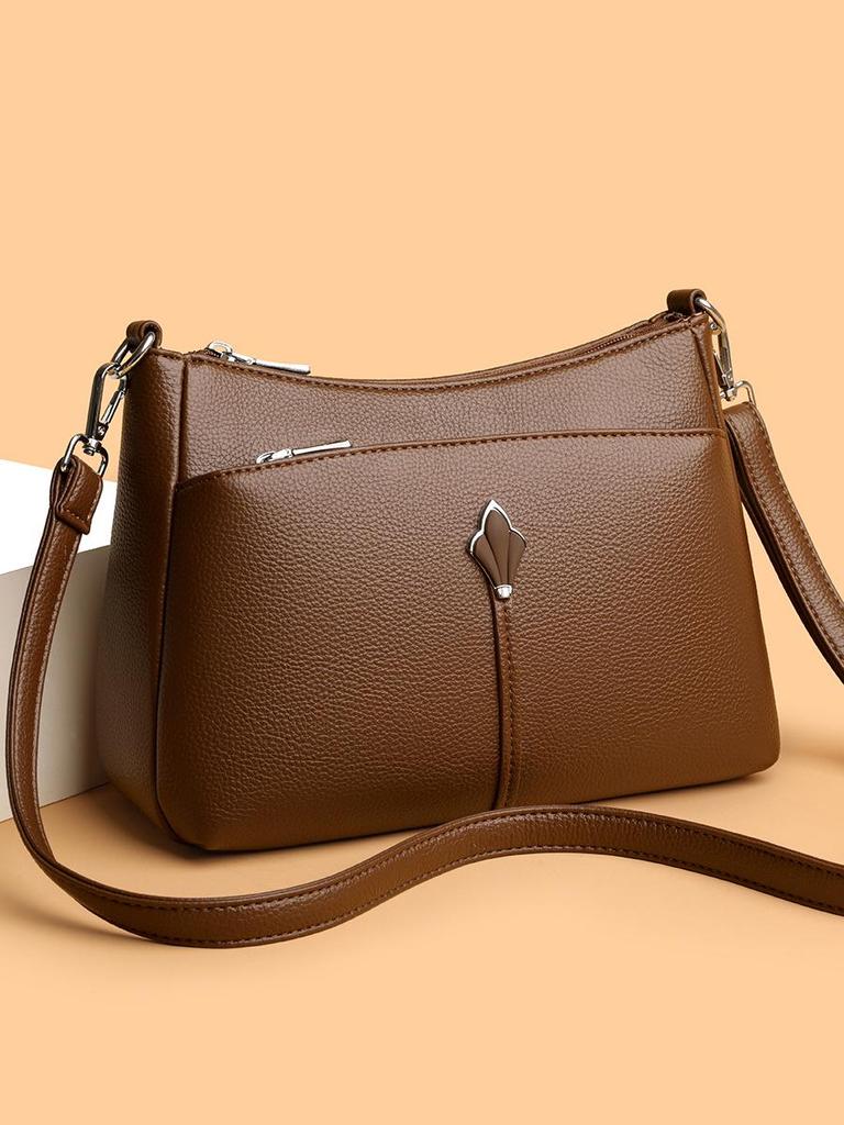 Autumn/Winter Soft Leather Multi-layer Shoulder/Crossbody Bag for Women - Versatile and Spacious Design